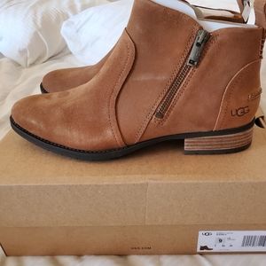 UGG® Aureo II Waterproof Suede Block Heel Booties